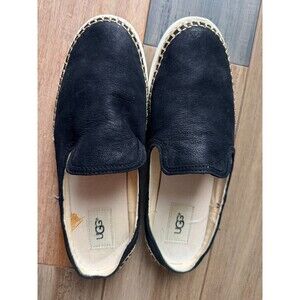 UGG Black Leather Slip-On Espadrille Sneakers Loafers Women’s US 9.5 EU 40.5 DE